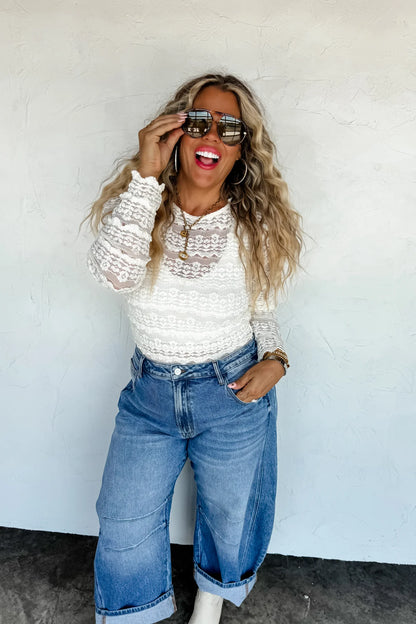 PREORDER: Long Sleeve Rosalie Lace Top