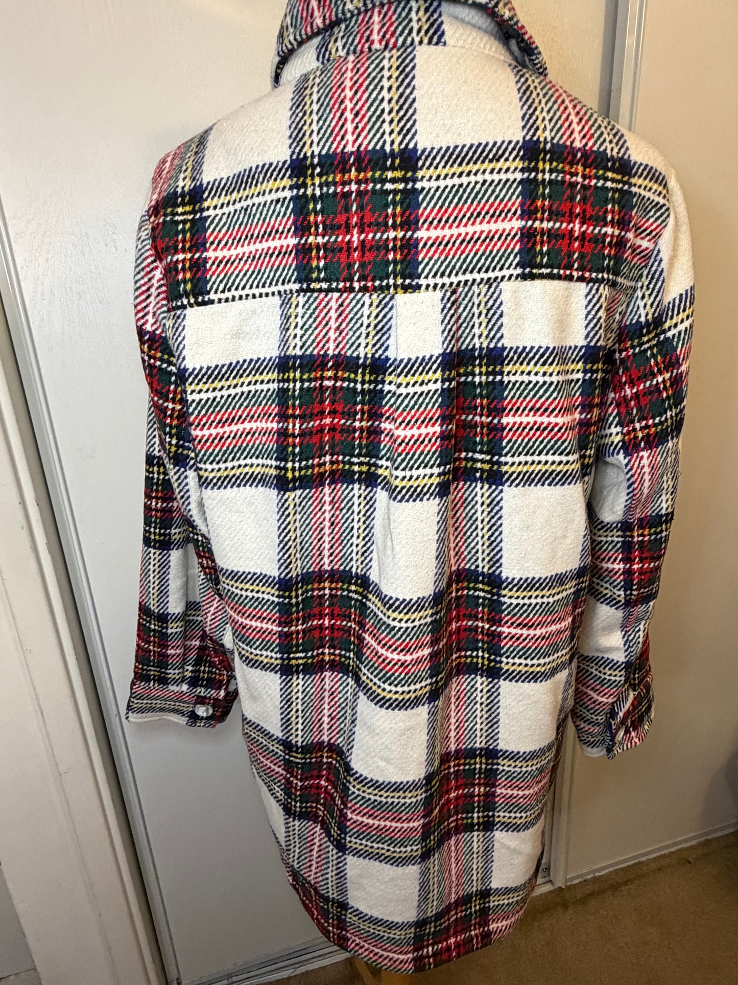 Amber Moon Revival: Oversized Red and White Shacket NWT