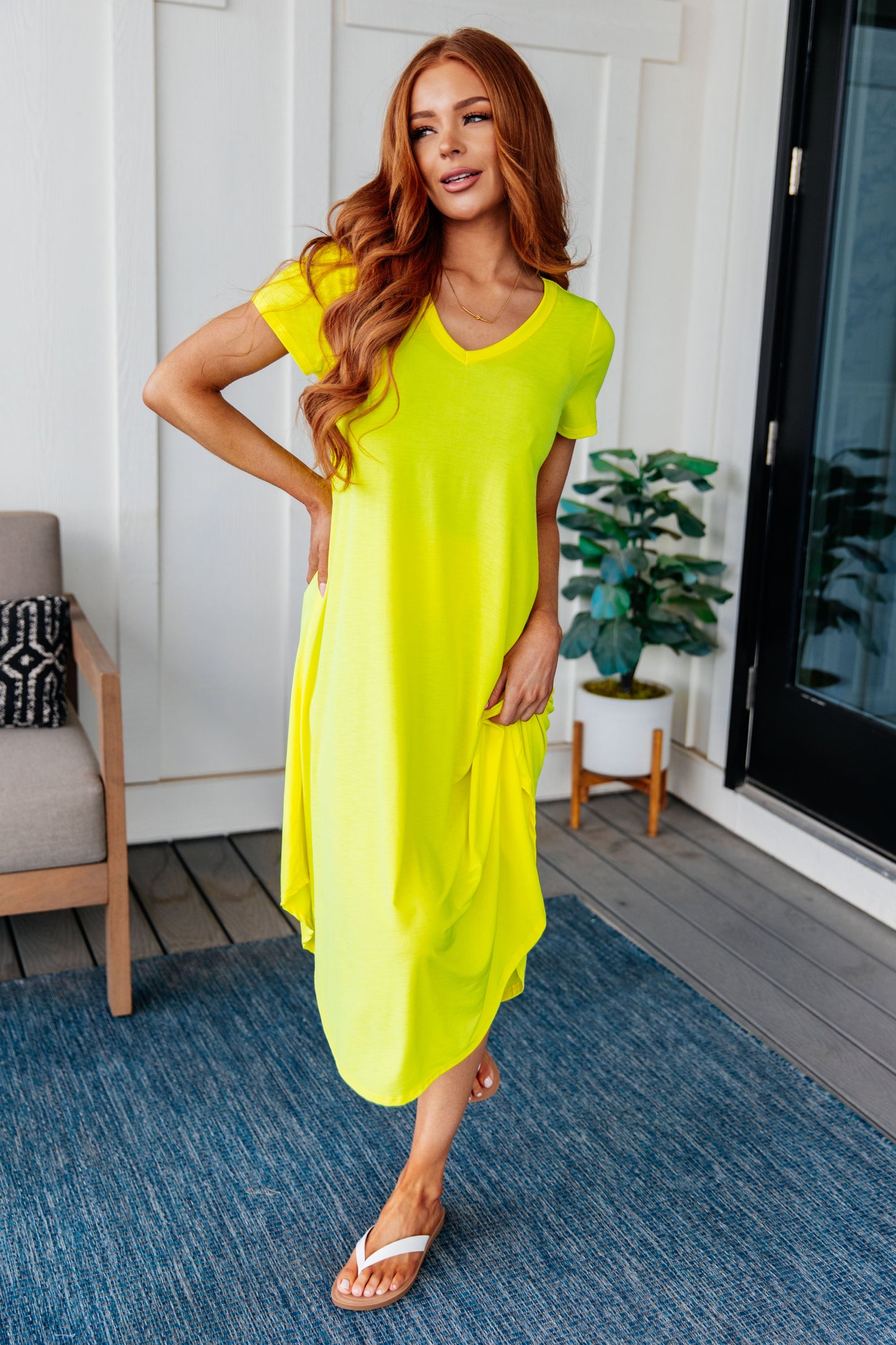 By the Pool Dress in Neon Yellow