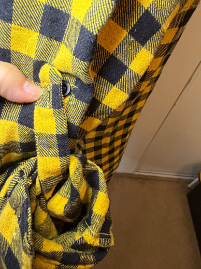 Amber Moon Revival: Yellow and Black Plaid Flannel Tunic - 100% Cotton