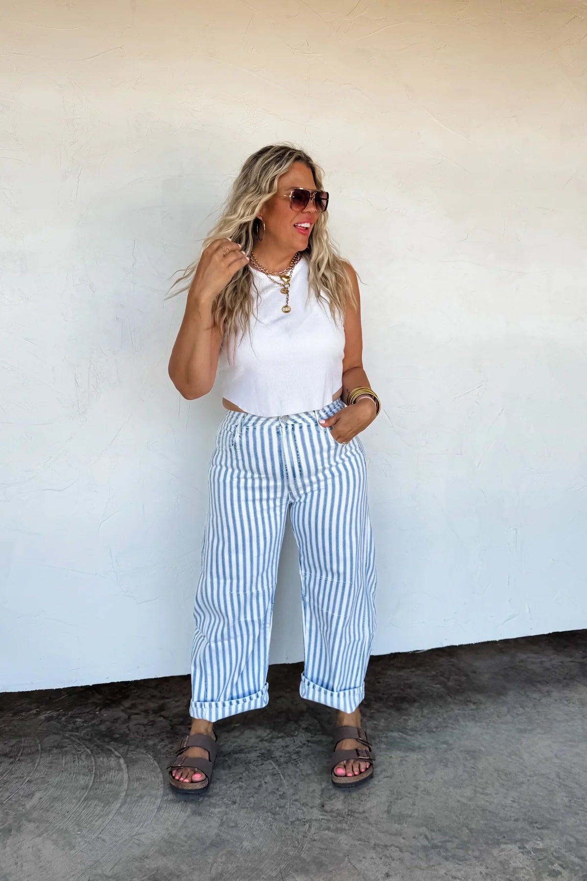 CLOSED PREORDER: Beachy Stripe Barrel Jean