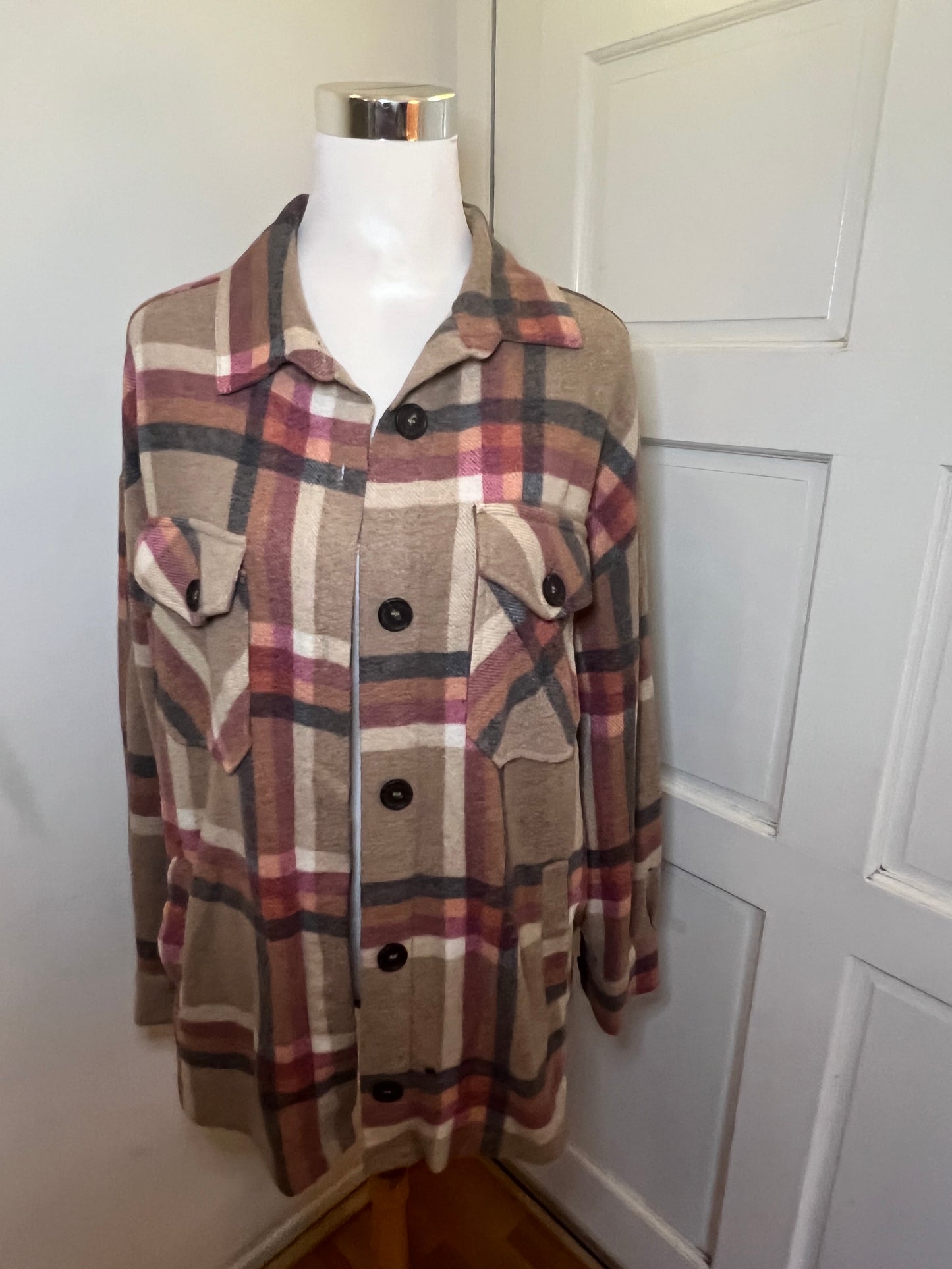 Amber Moon Revival: Rust and Tan Plaid Shacket
