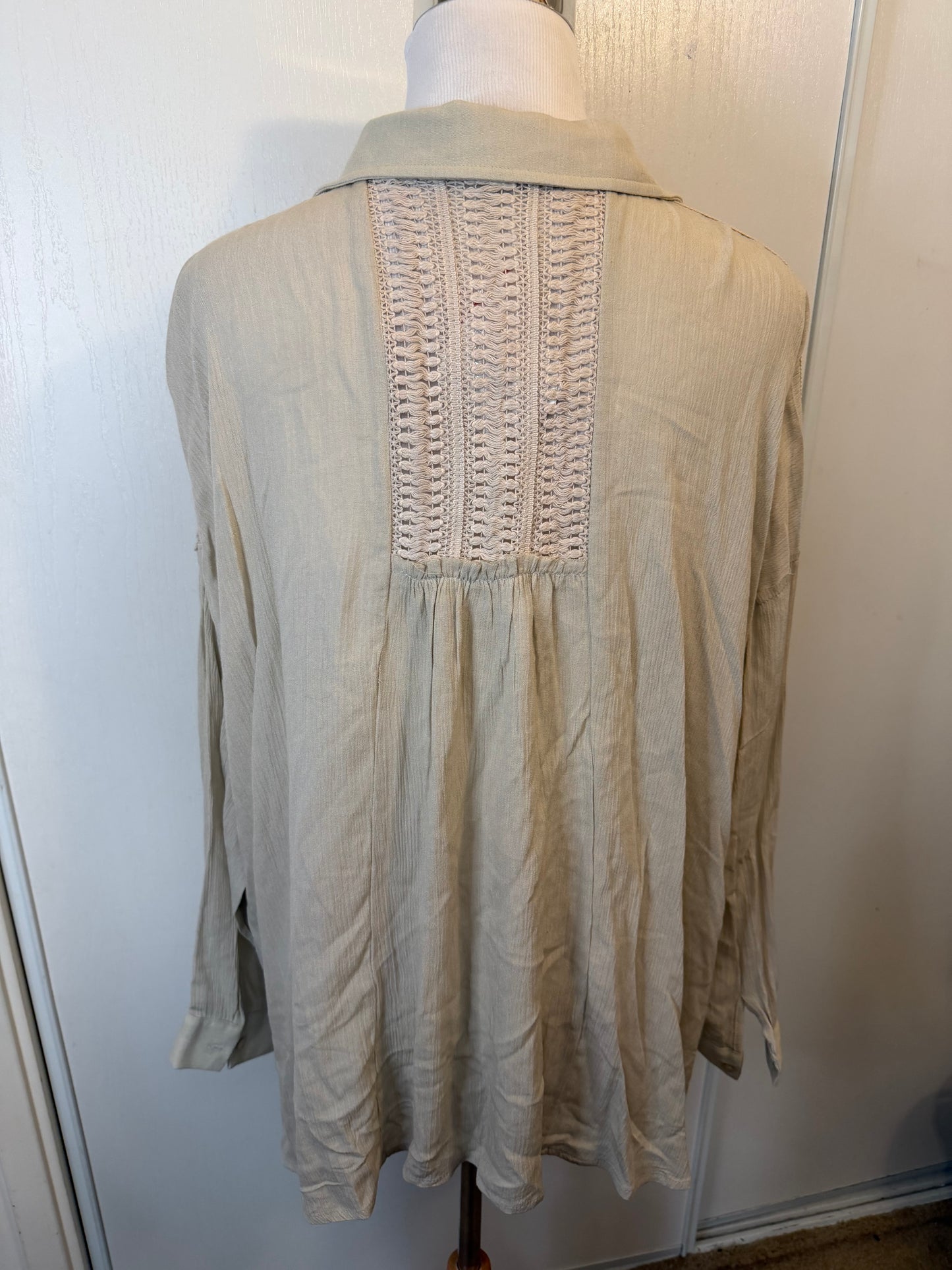 Amber Moon Revival: Crochet Panel Button Down NWT