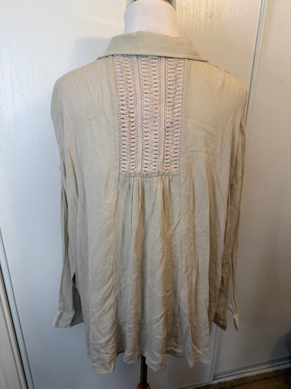 Amber Moon Revival: Crochet Panel Button Down NWT