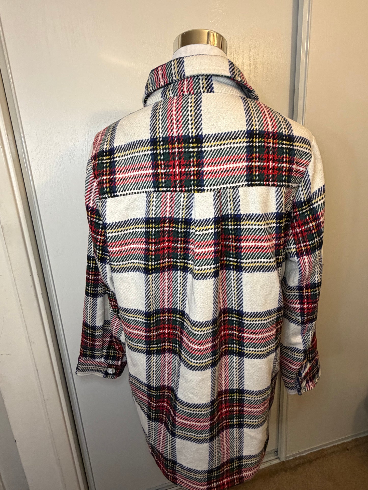 Amber Moon Revival: Oversized Red and White Shacket NWT