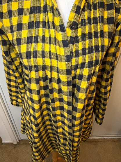 Amber Moon Revival: Yellow and Black Plaid Flannel Tunic - 100% Cotton