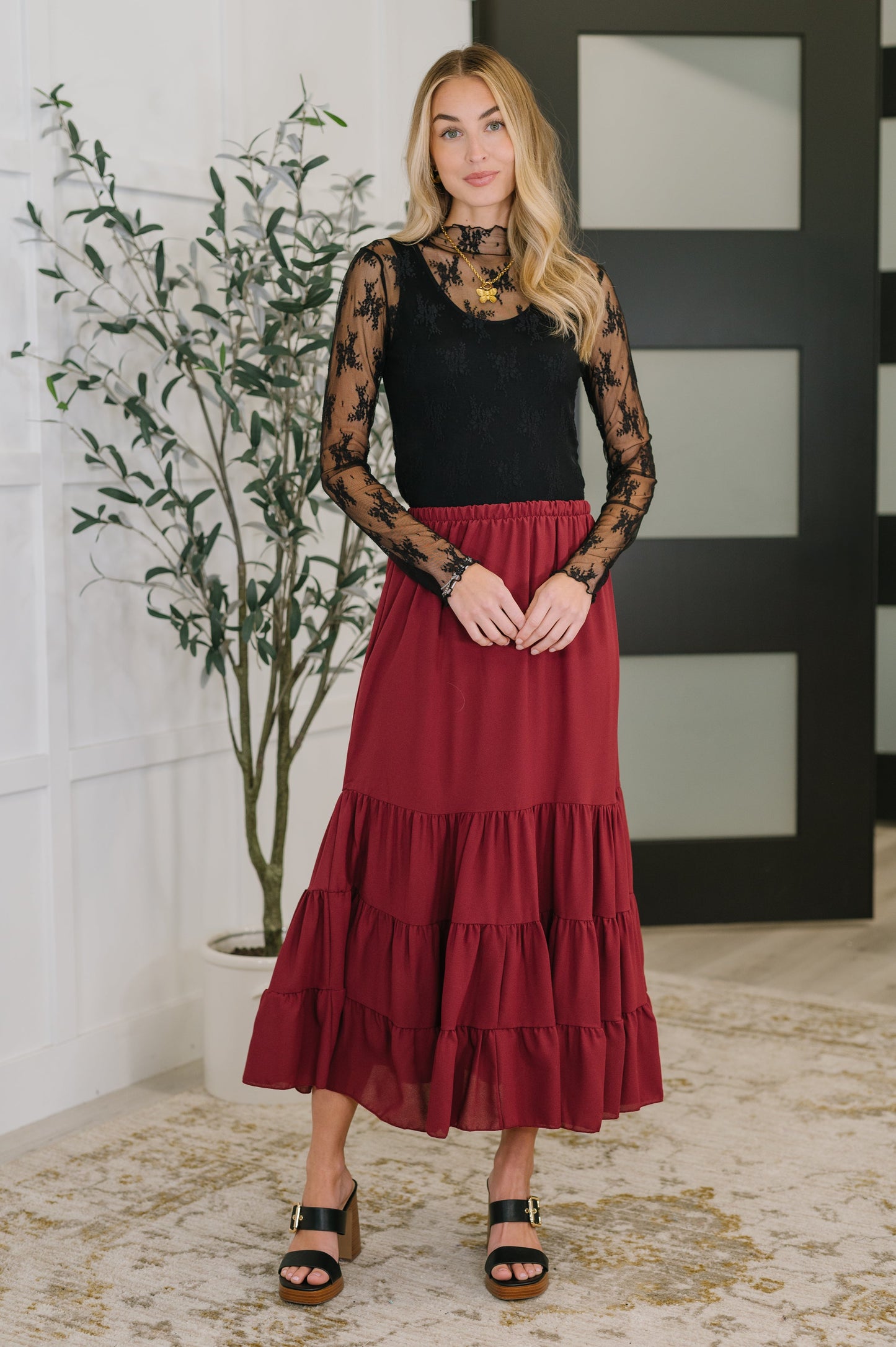 Burgundy Maxi Skirt
