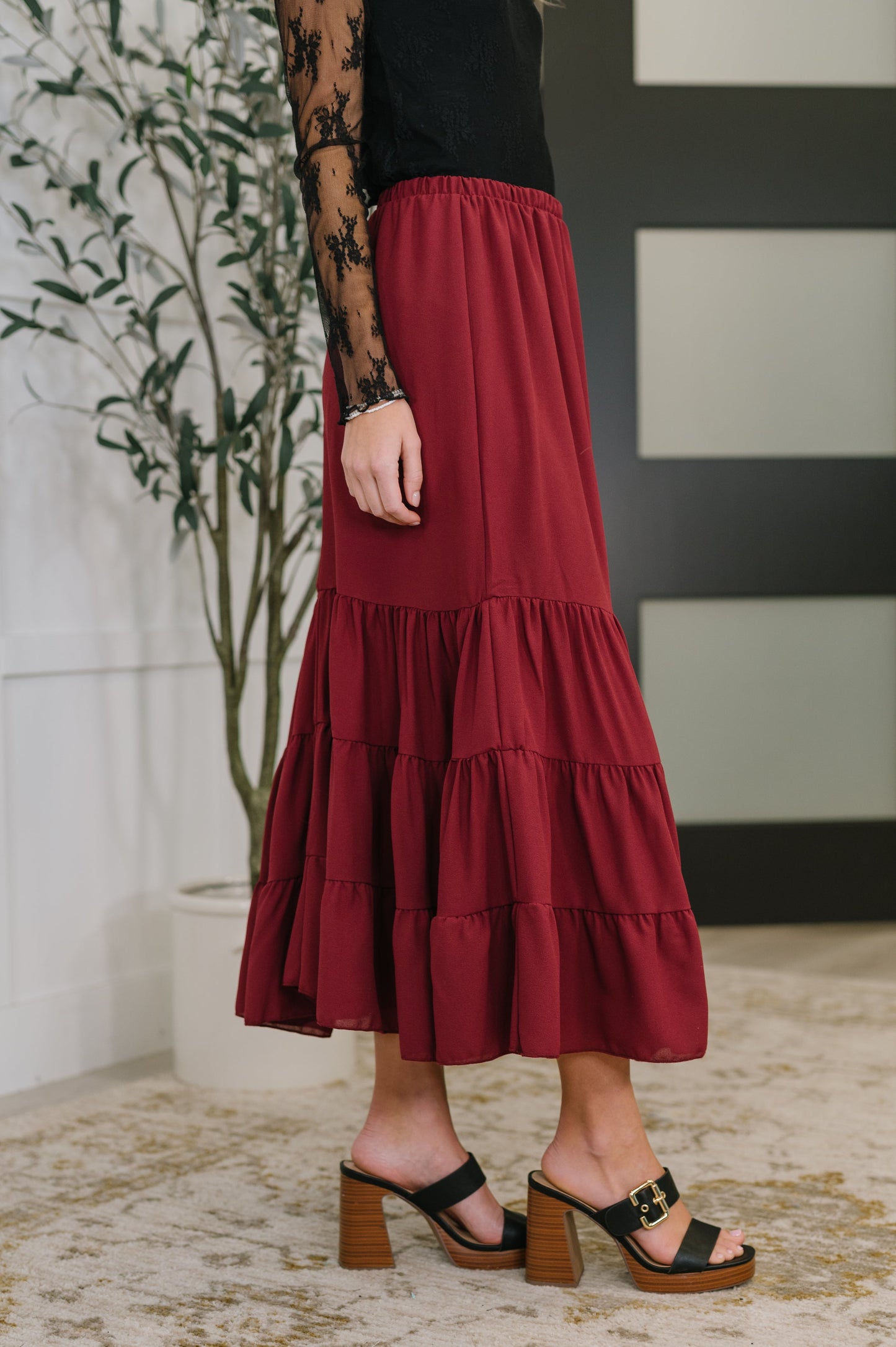 Burgundy Maxi Skirt