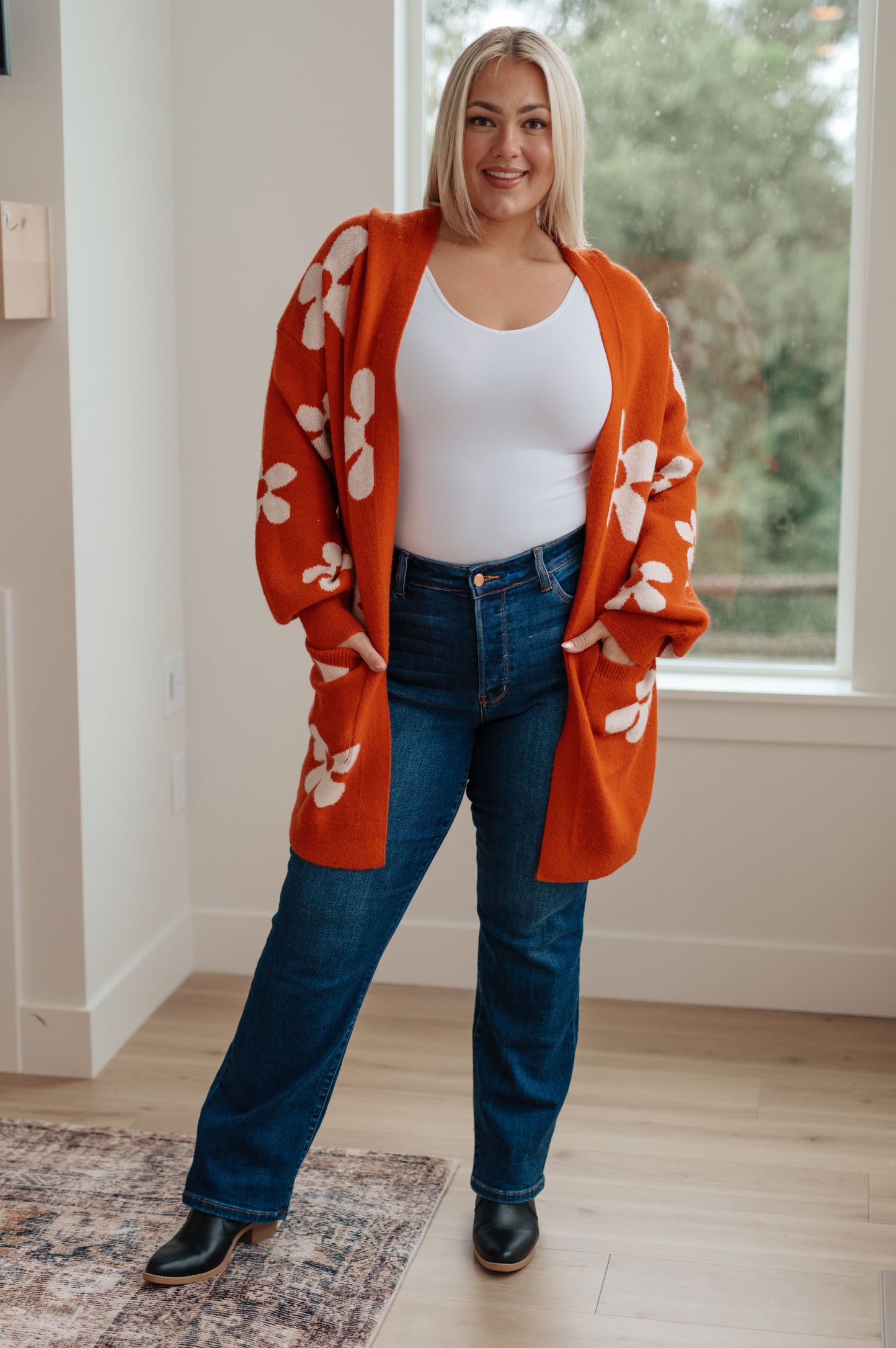 RESTOCKED - Floral Cardigan in Burnt Orange