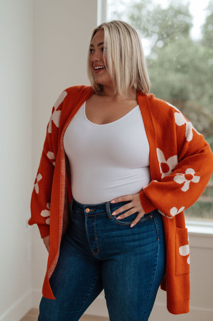 RESTOCKED - Floral Cardigan in Burnt Orange