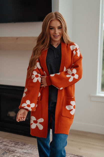 RESTOCKED - Floral Cardigan in Burnt Orange