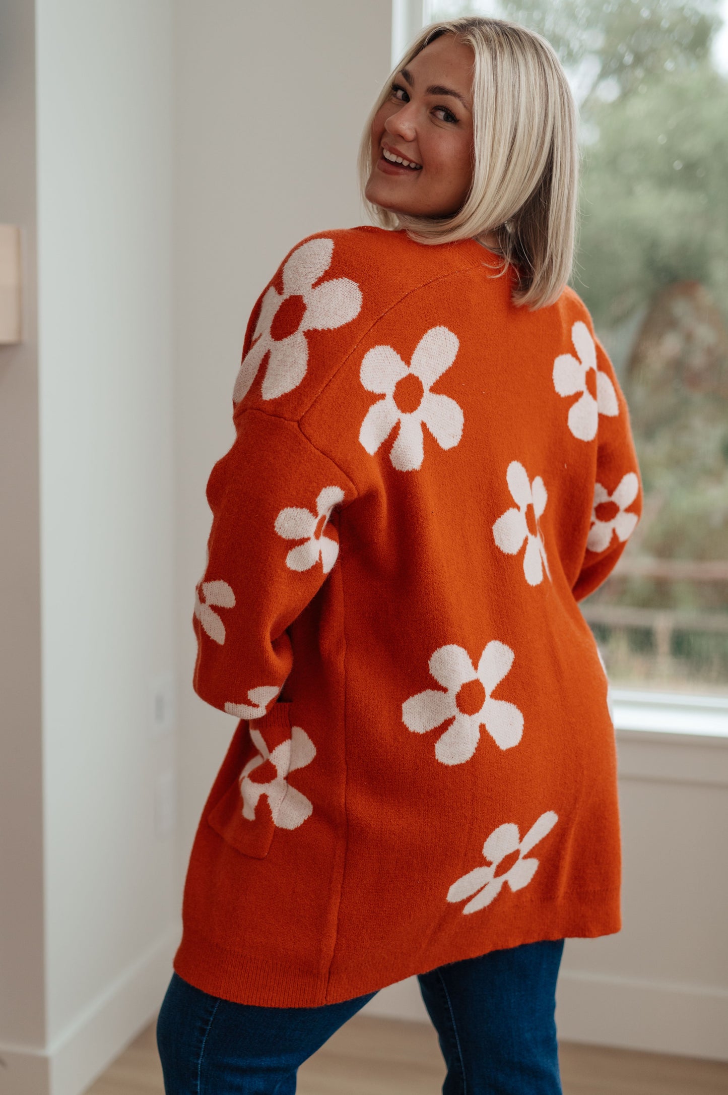 RESTOCKED - Floral Cardigan in Burnt Orange