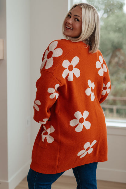 RESTOCKED - Floral Cardigan in Burnt Orange