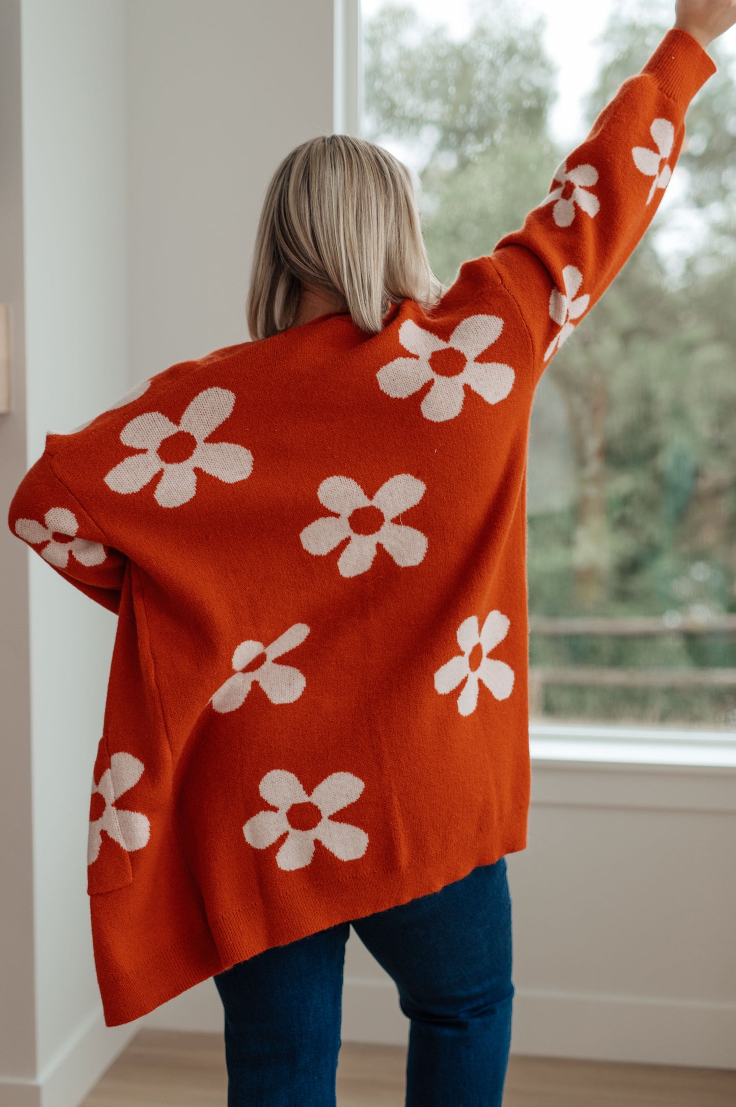 RESTOCKED - Floral Cardigan in Burnt Orange