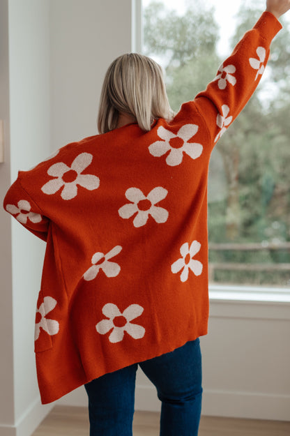 RESTOCKED - Floral Cardigan in Burnt Orange
