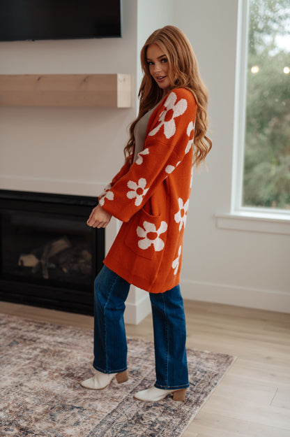 RESTOCKED - Floral Cardigan in Burnt Orange