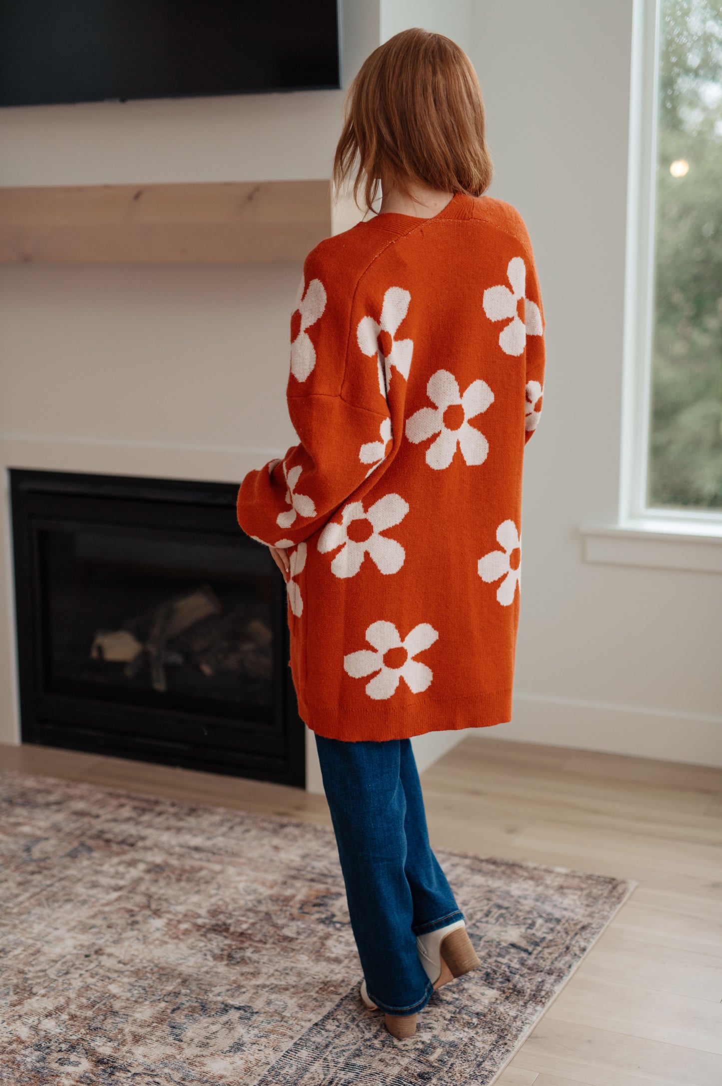 RESTOCKED - Floral Cardigan in Burnt Orange