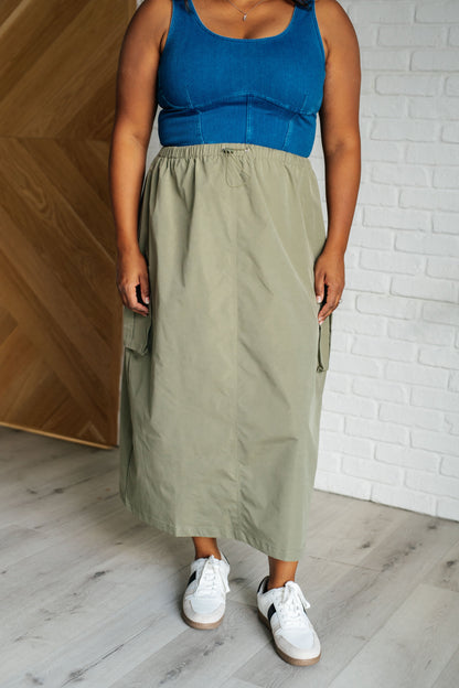 Olive Cargo Skirt