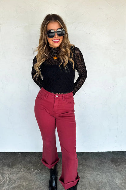 PREORDER: Burgundy Urban Non Distressed Crop Jeans