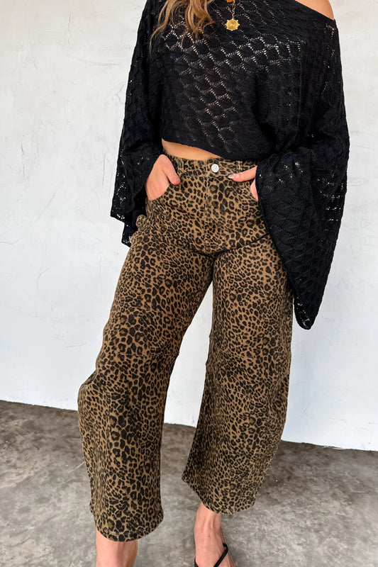 PREORDER: Bex Cheetah Stretchy Barrel Jeans