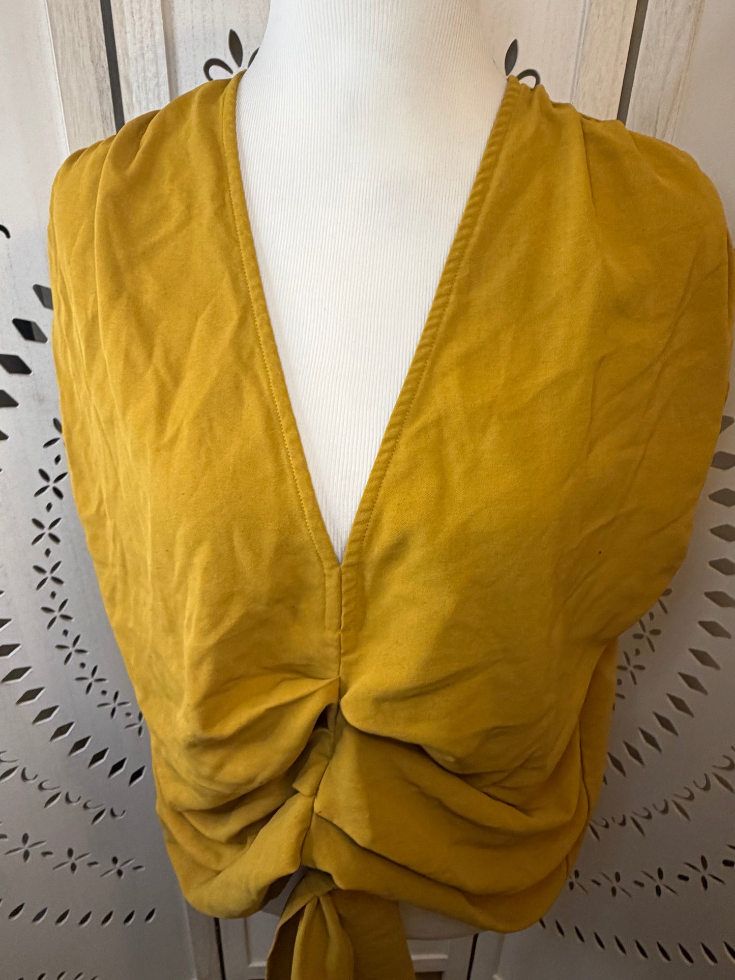 Amber Moon Revival: Mustard Tie Front Top