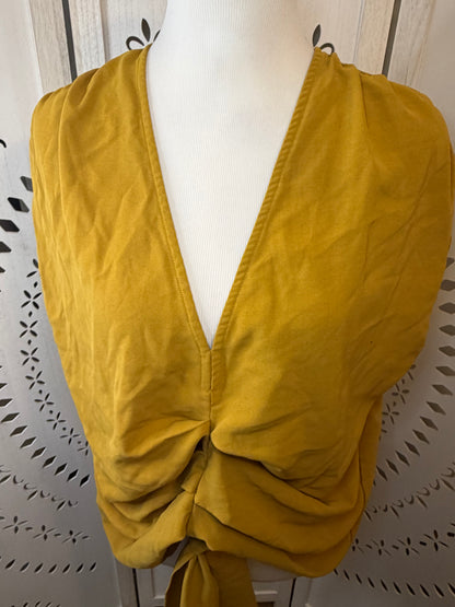 Amber Moon Revival: Mustard Tie Front Top