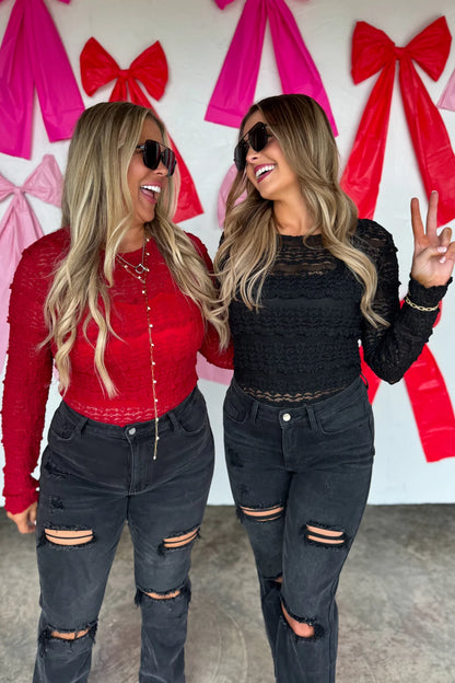 PREORDER: Long Sleeve Rosalie Lace Top