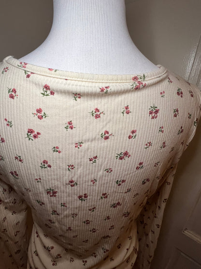 Amber Moon Revival: Built in Bra Pink Floral Thermal Top