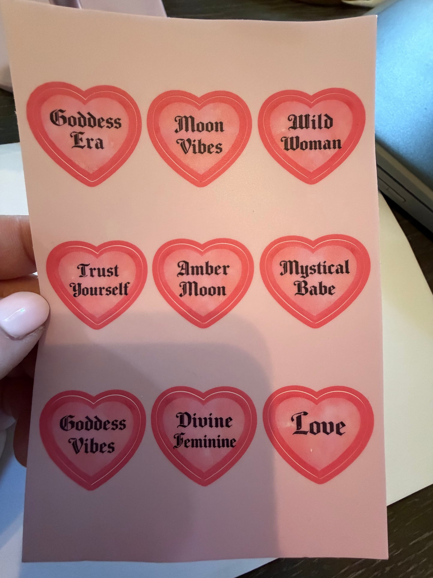 Amber Moon Conversation Heart Stickers
