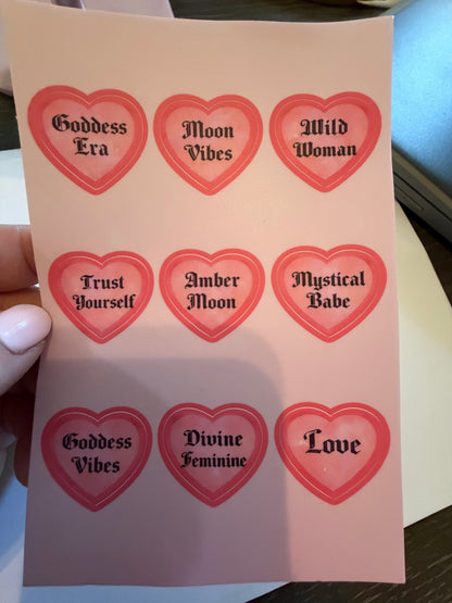 Amber Moon Conversation Heart Stickers