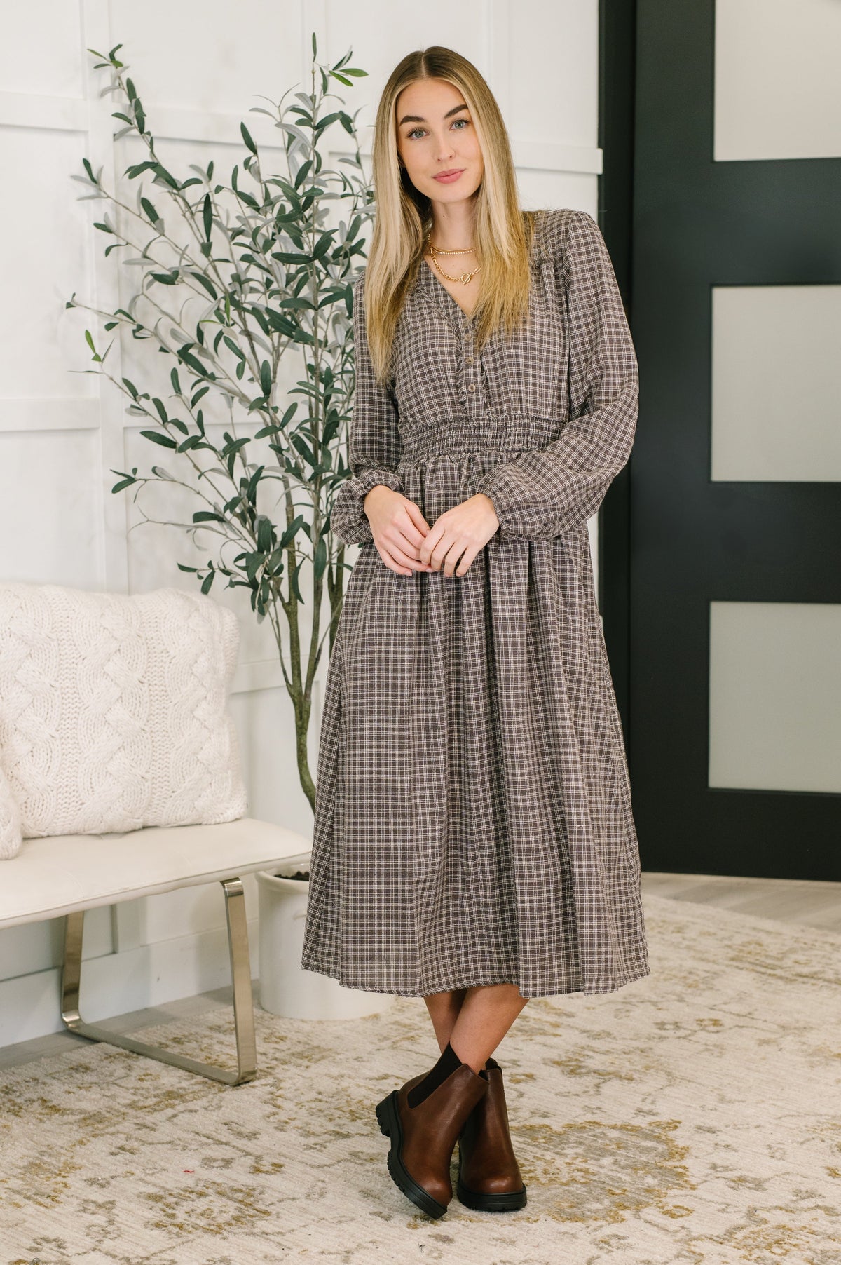 Fairytale Plaid Midi Dress