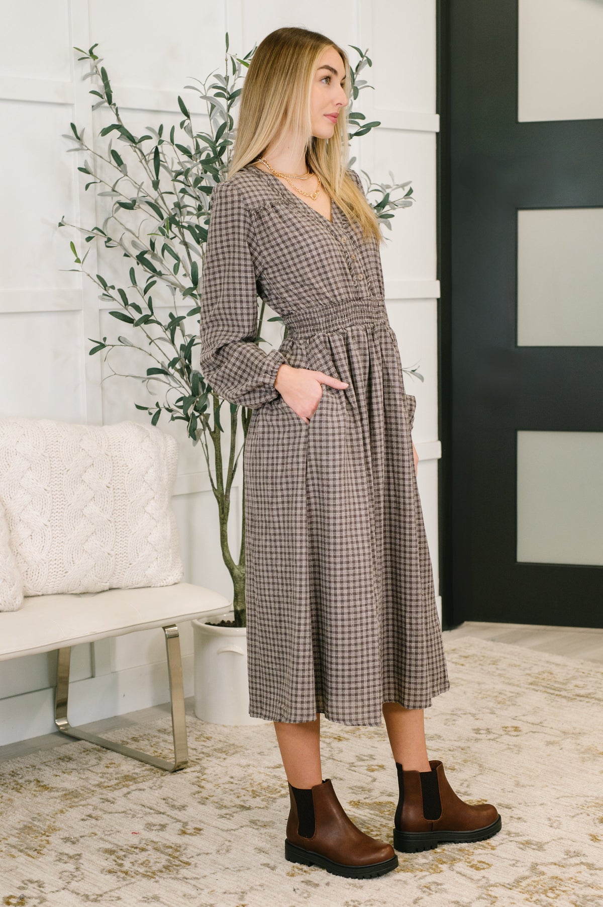 Fairytale Plaid Midi Dress