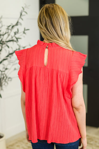Flutter Sleeve Blouse in Coral