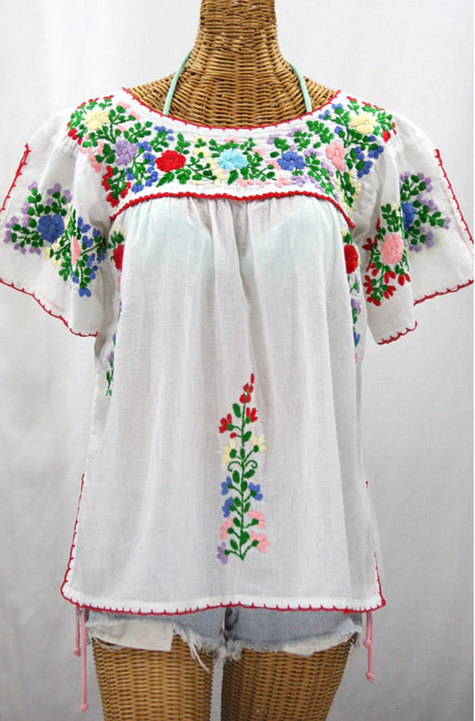 Amber Moon Revival: White Floral Embroidered Mexican Blouse