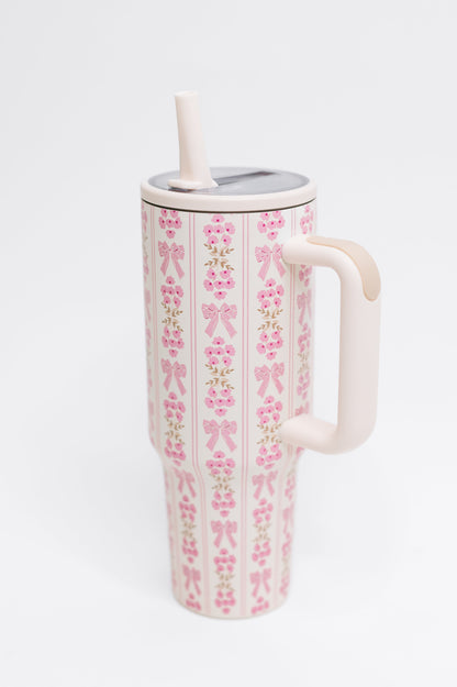 Coquette Bow and Floral Tumbler