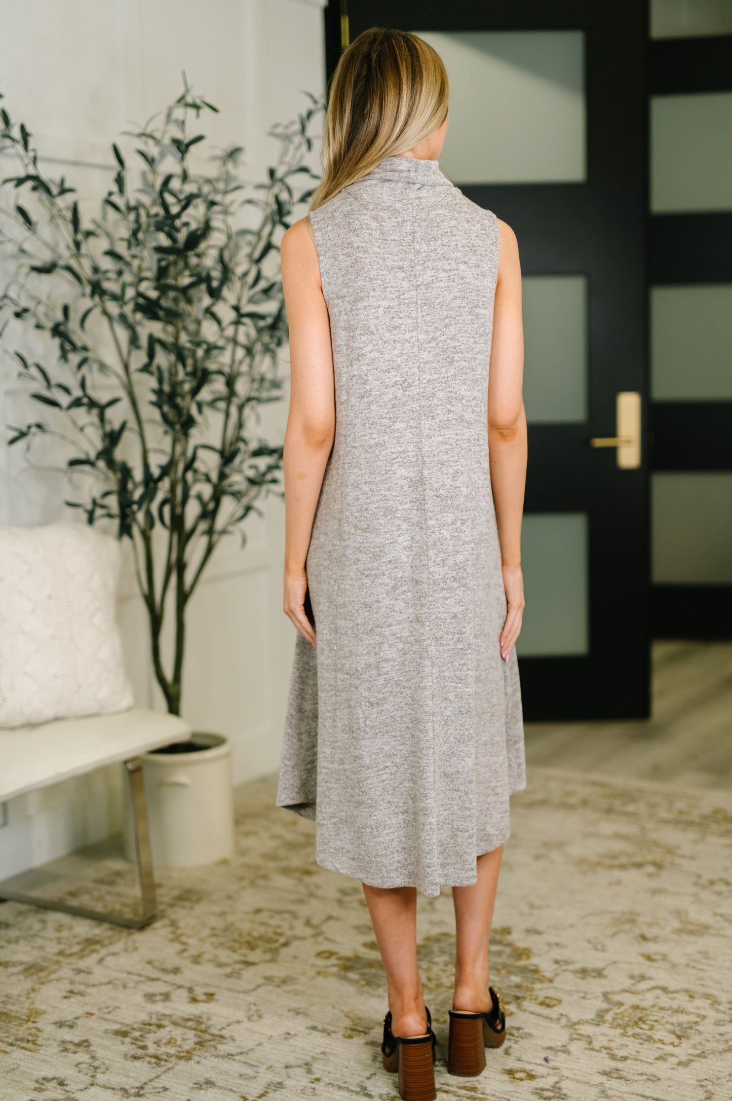 Chocolate High Neck Dress and Cardigan Set