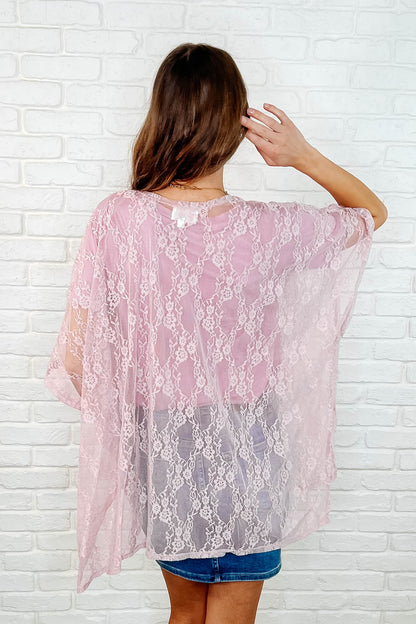Lace Kimono In Mauve