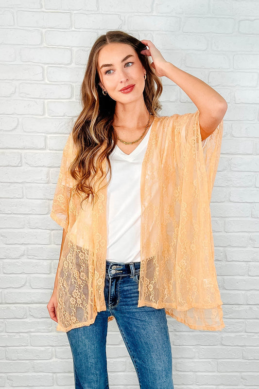 Lace Kimono In Peach
