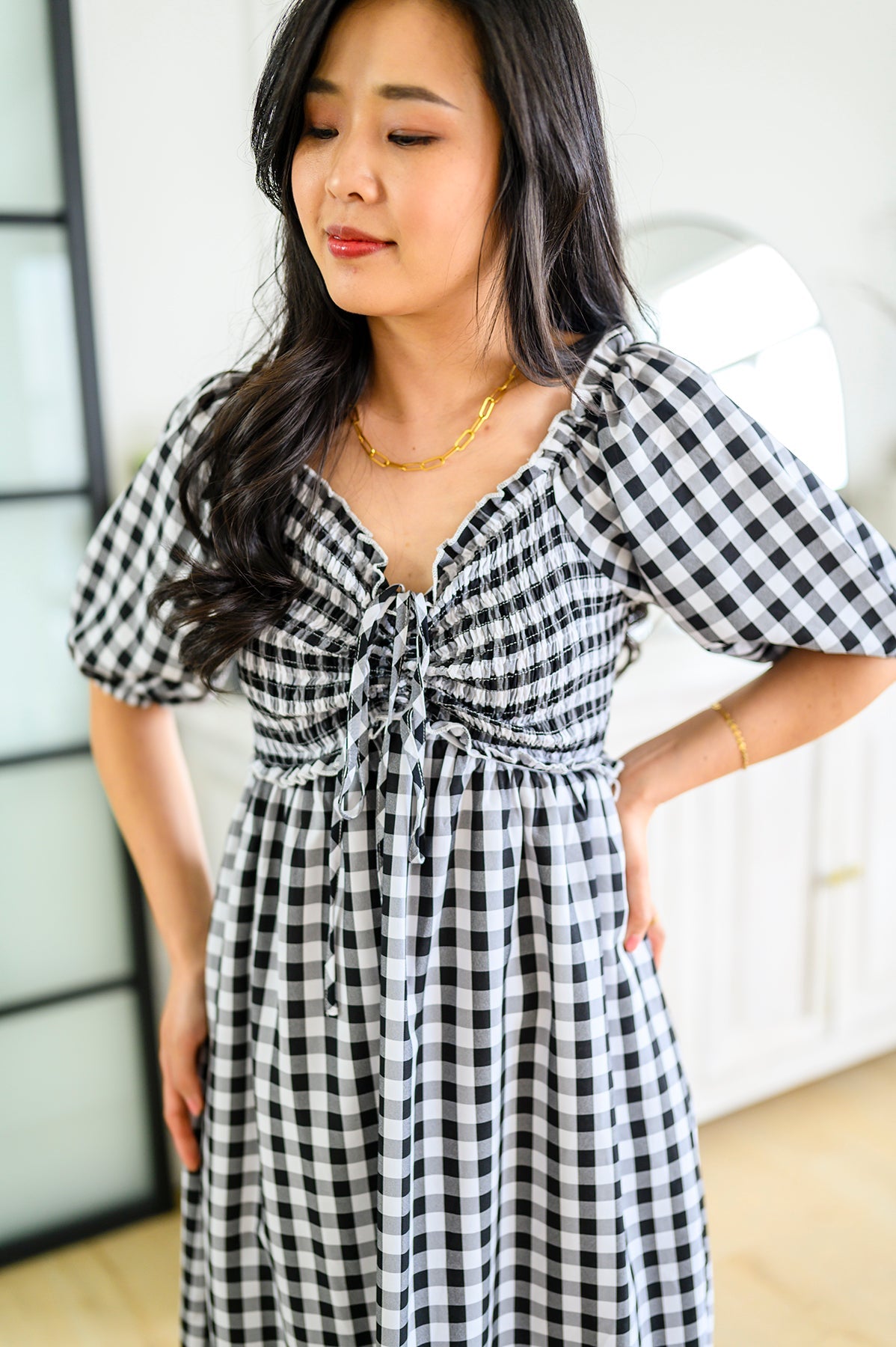 Gingham Midi Dress