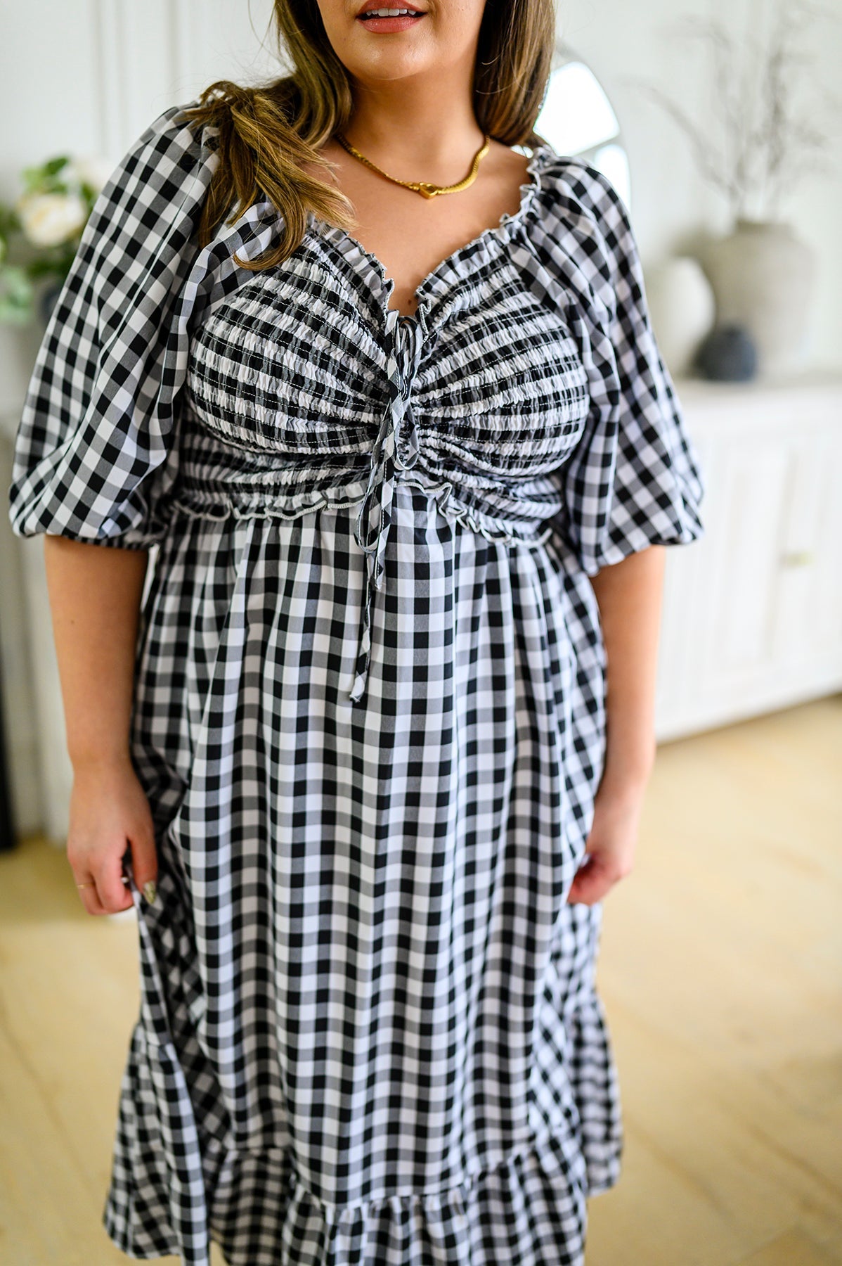 Gingham Midi Dress