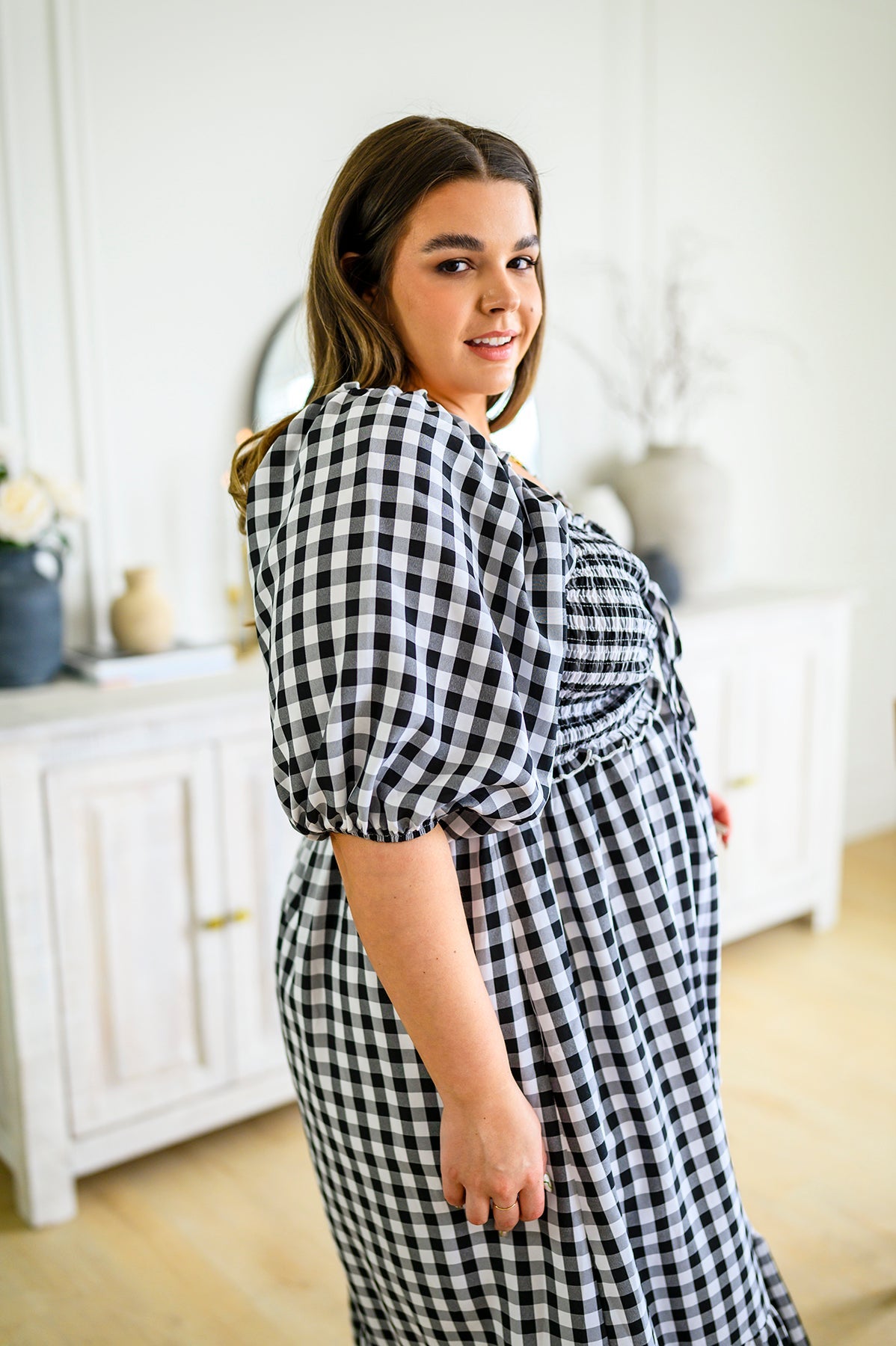 Gingham Midi Dress