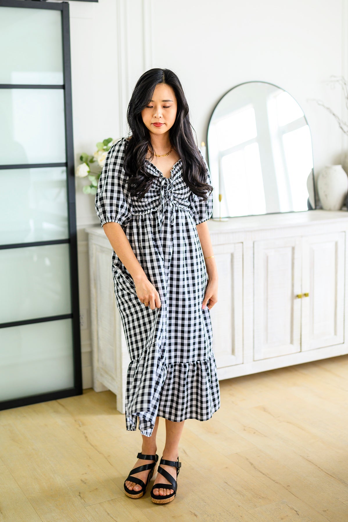 Gingham Midi Dress