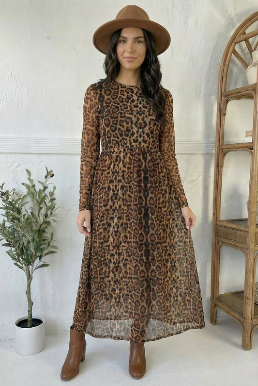 Leopard Mesh Dress