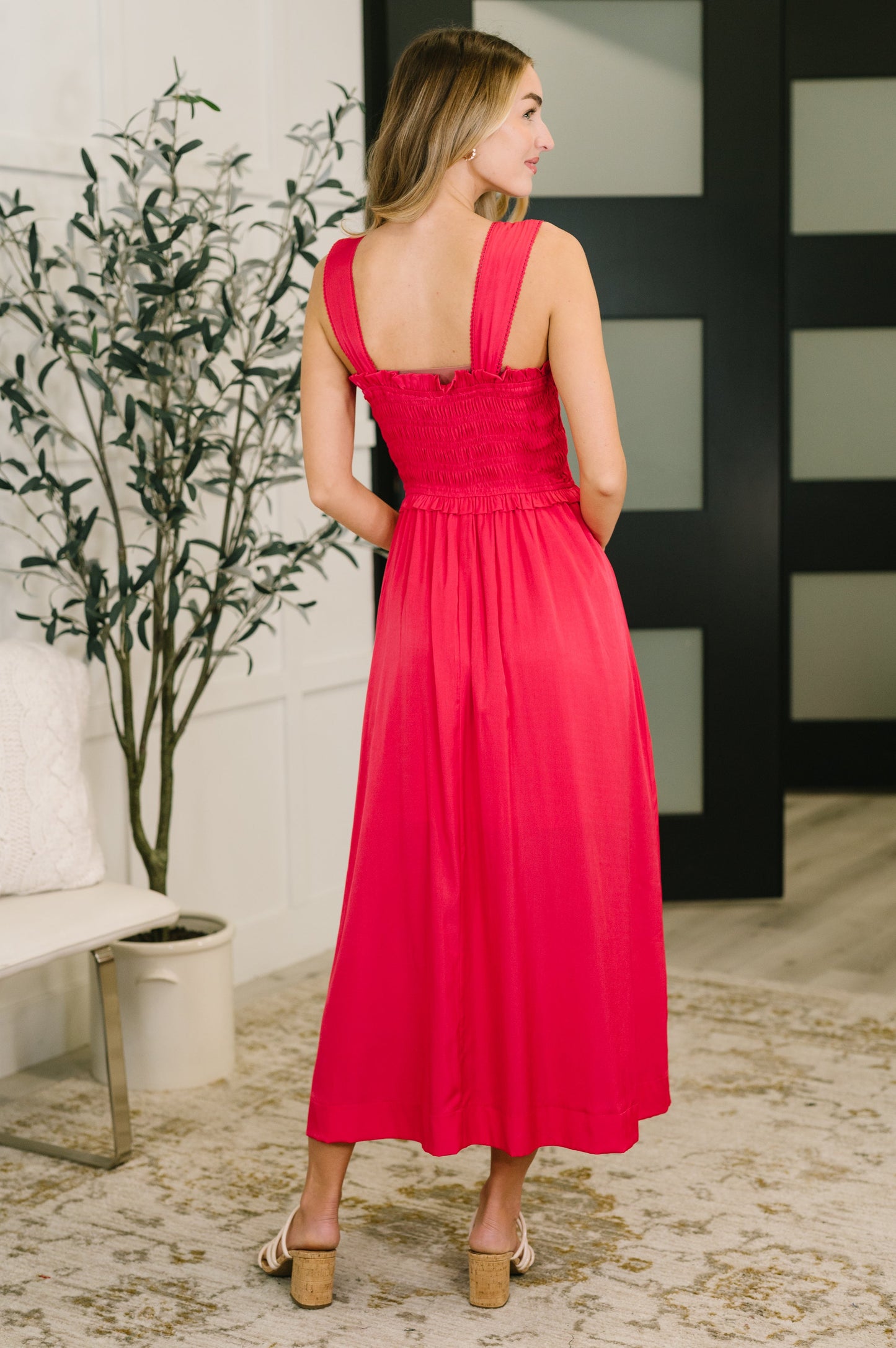 Lousia Midi Dress in Fuchsia