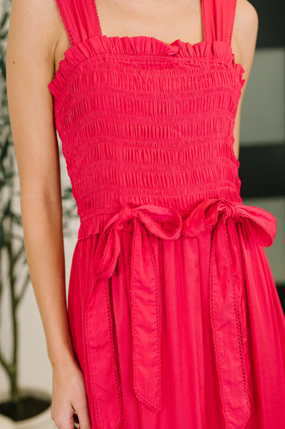 Lousia Midi Dress in Fuchsia