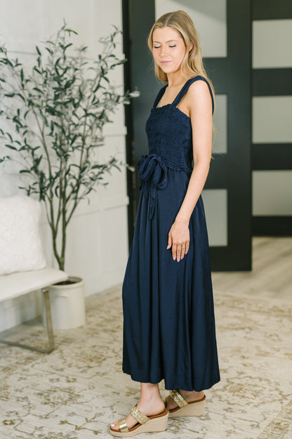 Louisa Midi Dress in Navy