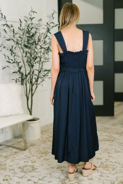 Louisa Midi Dress in Navy
