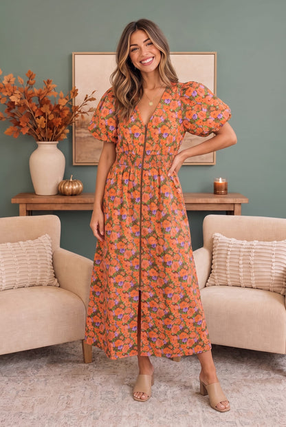 Bloom Into Fall Floral 100% Cotton Dress