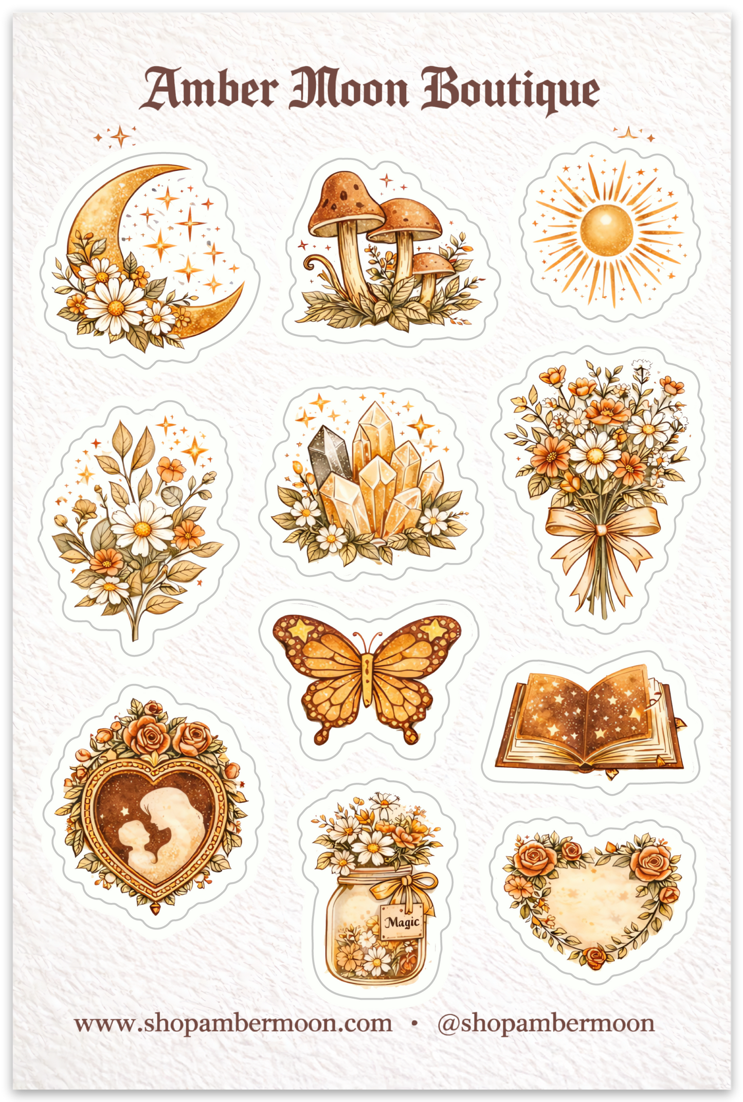 Amber Moon Boutique Vintage Nature + Soft Magic Sticker Collection