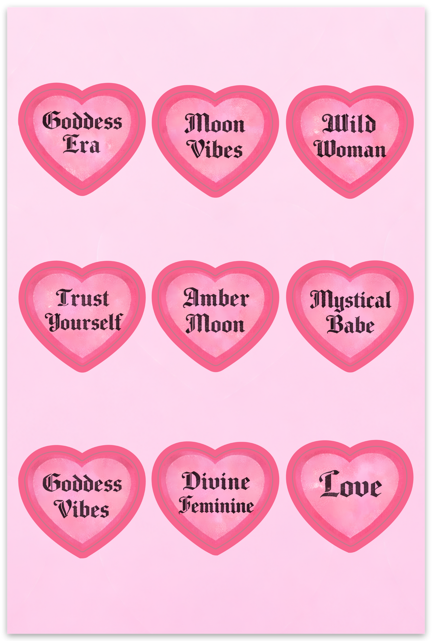 Amber Moon Conversation Heart Stickers